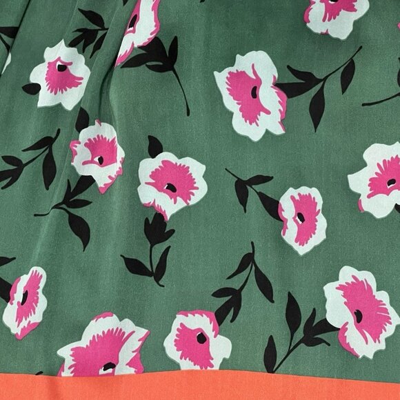 Anthropologie Women's Pleated Floral Dress Small Size Belted Green Colorful - Picture 10 of 13